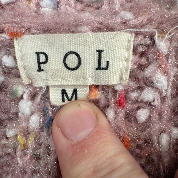 POL Confetti Boxy 3/4 Sleeve Sweater Women's M Pink Multicolor Dots Oversized - Picture 8 of 13